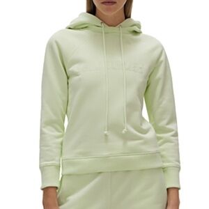 Helmut Lang Shrunken embroidered hoodie in electric green size XS